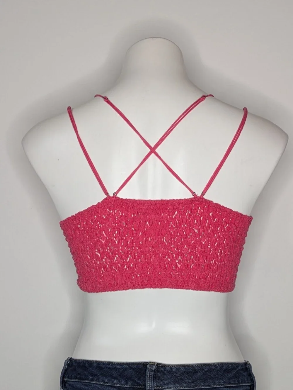 Free People One Pink Strappy Lace Bralette M